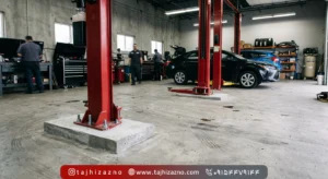 فونداسیون و ابعاد نصب جک دو ستون در تعمیرگاه